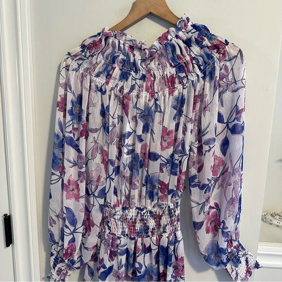 NWT MISA Los Angeles Purple Blue Floral Mini Dress Small - Picture 5 of 12